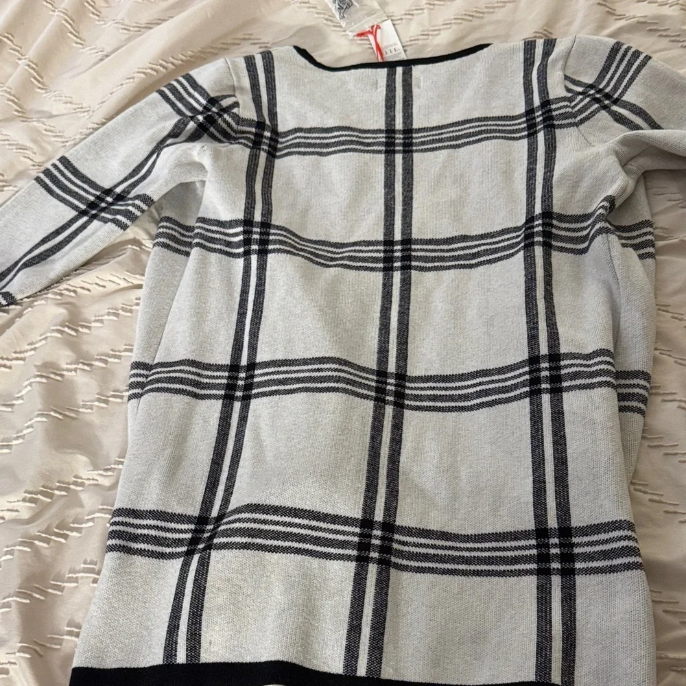 Elle Women's Black and White Plaid Car Coat